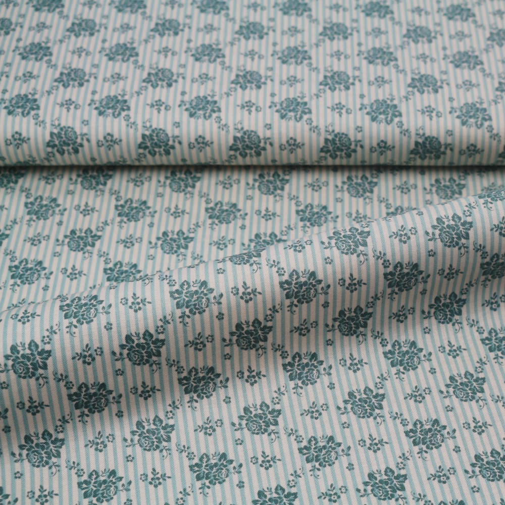 Baumwollstoff / Druckstoff Tilda Emily Teal Spring Diaries
